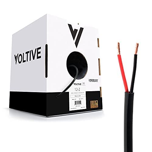 Voltive 12/2 Speaker Wire, in-Wall CL3 & Direct Burial, Black, 250ft - 12AWG, 2 Conductors, Stranded Oxygen-Free Copper, UL Listed - V-1206-3