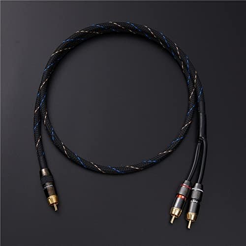 JORZOR Audiophile RCA to 2RCA Subwoofer Cable - 2M (6.6FT) Oxygen-Free Copper, Nylon Braided Jacket RCA Y-Adapter