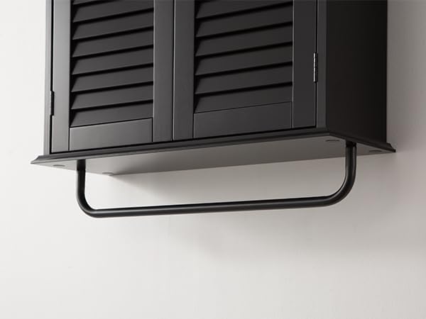 Bathroom Storage Cabinet with Adjustable Wood Shelves & Doors, Made of PDF Wood, Medicine Cabinet, Over The Toilet Storage Cabinet for Kitchen & Laundry Room Medicine Cabinet Black