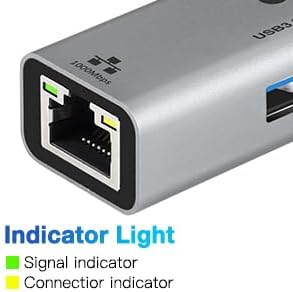 USB ethernet Adapter, USB 3.0 hub with rj45,4-in-1 3.0 Hub with Gigabit Ethernet Adapter, Gigabit Ethernet to USB Adapter for Laptop,PC, MacBook Pro, iPad Pro,and More Type A Laptops