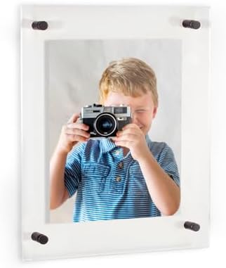 ArtToFrames 9x12 Inch Double Panel Floating Acrylic Picture Frame (Full Frame is 13x16) comes with Black Standoff Hardware, Made in the USA, 1 Pack