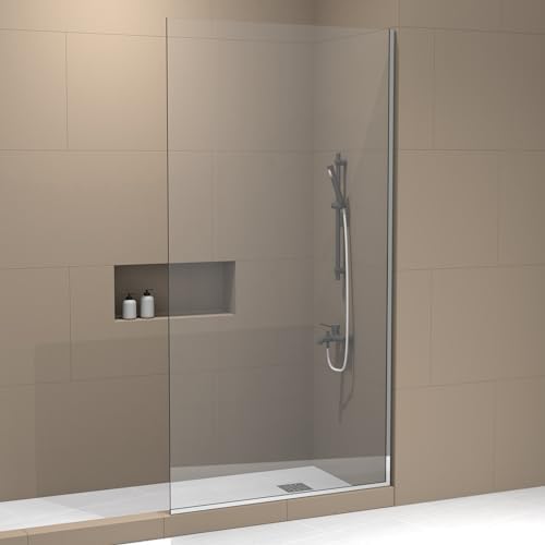 Royalty Fixed Shower Screen - 24" x 76" Frameless 3/8" Clear Tempered Glass Panel with Hardware - Easy Clean Smart Guard Coating - Minimalist Modern Design for Bathroom - Brushed Gold