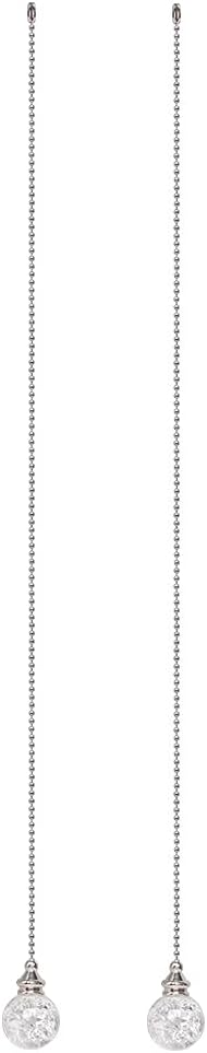 LONGSHENG - SINCE 2001 - 2PCS White Pull Chains Crystal Glass Ice Cracked Ball Pull Chain for Ceiling Fan Light Decoration 50cm Extension Chain