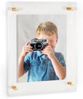 ArtToFrames 11x17 Inch Double Panel Floating Acrylic Picture Frame (Full Frame is 15x21) comes with Gold Standoff Hardware, Made in the USA, 1 Pack