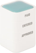 3-in-1 Office Paid/Entered/Approved Stamps for Business, Pre Inked & Self Inking Rubber Company Stamp Hand with Impression Size: 9/10’’x 9/10’’ for Efficient Bookkeeping, Ordering, Accounting Work