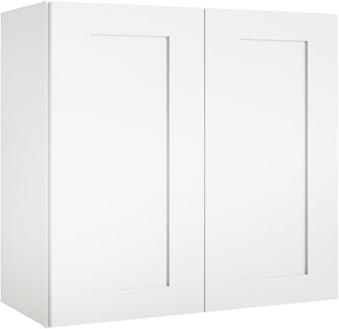 Wall Kitchen Cabinets, White Shaker Cabinet, Wall Mounted, RTA Upper Cabinet, Modern for Kitchen and Bathroom with Door (White, 30" W x 36" H x 12" D)