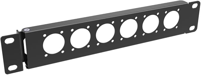 QiaoYoubang 10" 1U Mini Hinged D-Series Connectors Rack Panel 6D XLR HDMI Audio Rack Mount Panel for 10 inches Rack Mount or 10 inch Server Cabinet (1U10IN6D)