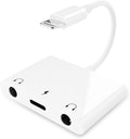 Unitrox 3 in 1 Dual 3.5mm Headphone Jack Adapter - Earphone Jack Audio and Charging Adapter - Headphone Splitter for iPhone 14/13/ 12/11/ X/ 8 - White