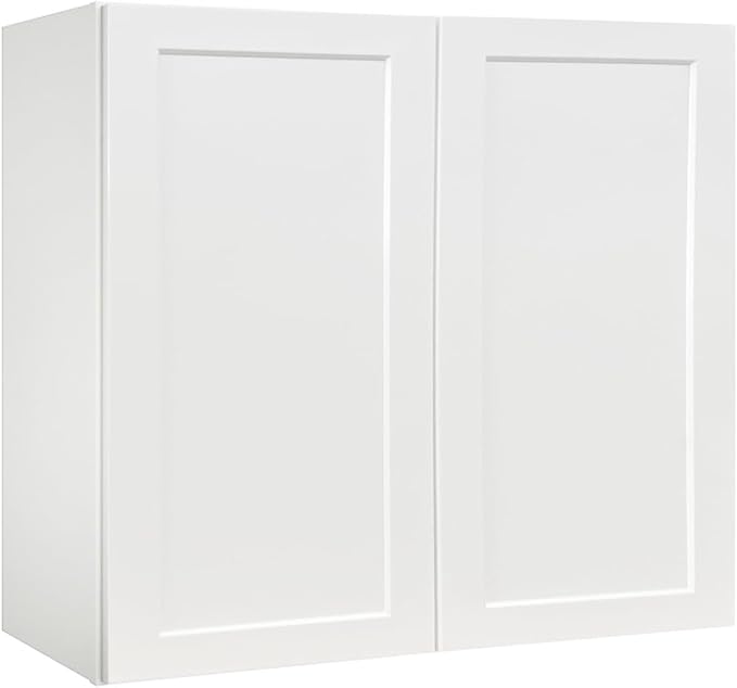 Wall Kitchen Cabinets, RTA Cabinets, White Shaker Cabinet, Wall Mounted, RTA Upper Cabinet, Modern for Kitchen and Bathroom with Door (White, 33" W x 30" H x 12" D)