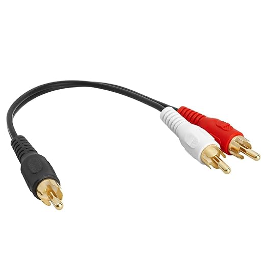 Cmple - 1 Male to 2 Male Stereo Audio Y-Cable, 2 Plugs to 1 Plug Audio Stereo Subwoofer Cable