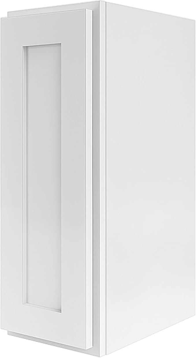 Wall Kitchen Cabinets, RTA Cabinets, White Shaker Cabinet, Wall Mounted, RTA Upper Cabinet, Modern for Kitchen and Bathroom with Door (White, 09" W x 36" H x 12" D)