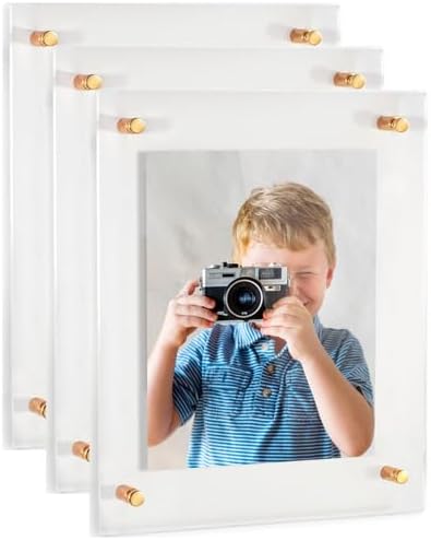ArtToFrames 20x28 Inch Double Panel Floating Acrylic Picture Frame (Full Frame is 24x32) comes with Gold Standoff Hardware, Made in the USA, 3 Pack