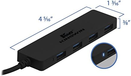 Kingwin USB Hub 4 Port USB C to USB 3.0 Data Hub for Mobile SSD, Macbook, Mac Pro / Mini, iMac, Chromebook, Surface Pro, USB Flash Drives, Notebook PC, XPS, and More [Ultra Slim]