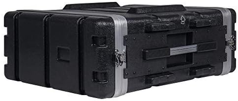 Sound Town Lightweight 4U PA DJ Rack/Road Case with ABS Construction, 19” Depth and Heavy-Duty Latches (STRC-A4U)