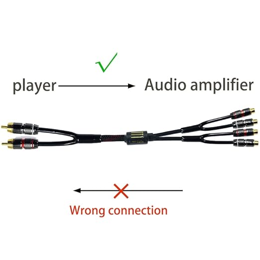 Arklove 1ft Shielded RCA Plug Splitter Stereo Audio Video Cable 2 Male to 4 Female Dual Speaker Y Adapter Connector Extension Cord 24k Gold Plated 1 Input 2 Output
