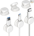 Magnetic Cord Organizer Holder, Upgrade Cord Holder for Nightstand, Adhesive Wire Cable Clips Management Kit for Phone Charger, Computer, Home, Office, Desk, Nightstand (White, 3 Packs)