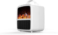 2nd Generation Mini Electric Space Heater with 3D Flames, Portable & Quiet Fireplace Heater for Bedroom, Office & Small Rooms 1500W/ PTC Ceramic Heating, New Switch Settings on top, Classic White.