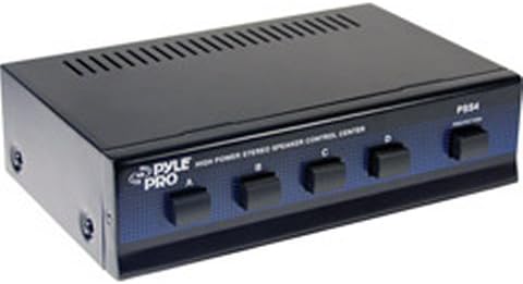 Pyle 4-Zone Speaker Selector Switch - Premium Distribution Hub with A/B/C/D Switches for Multi-Channel High-Power Amp Installations - Supports up to 4 Pairs of Switched Speakers - PSS4