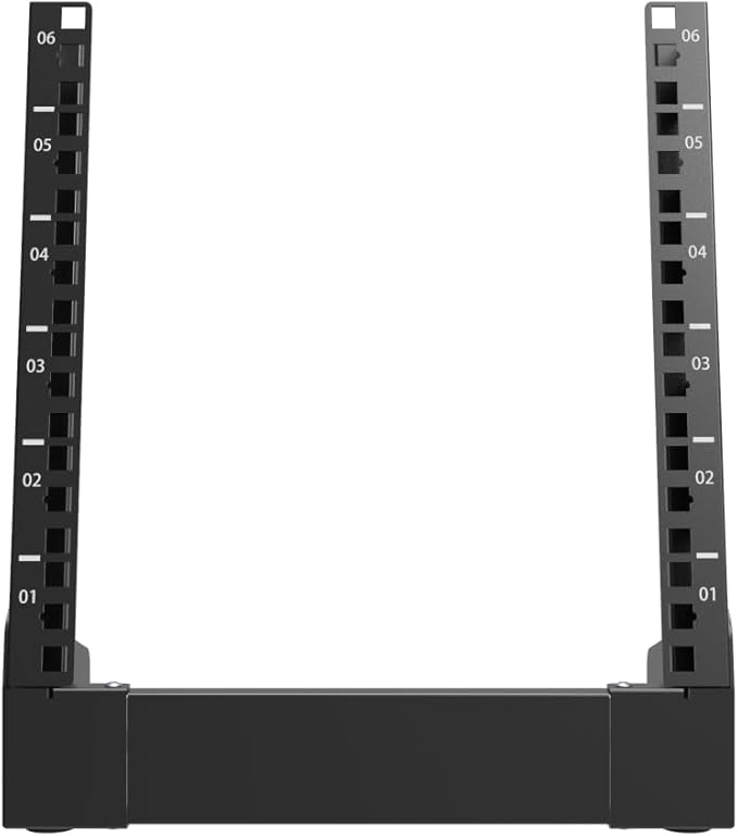 QiaoYoubang 6U Small Desktop Network Rack, 10 inch Mini Open Frame Desktop Cabinet for 10 inch Network, Servers, Audio, Video and Studio Equipment Free Standing Home Office Rack (6U)