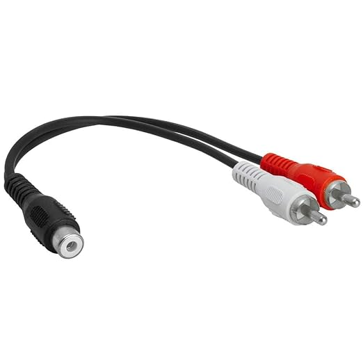 Cmple - [5 Pack 2 RCA Male to 1 RCA Female Stereo Audio Y-Cable, 2 RCA Plugs to 1 x RCA Jack Y-Adapter Subwoofer Cable