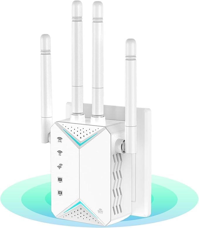 WiFi Extender Signal Booster for Home - 1200Mbps Dual Band, Covers 12880 Sq Ft & 108 Devices, Long Range Internet Booster with Ethernet Port, Easy Setup