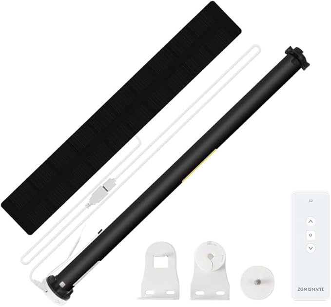 Blindsmart Rechargeable Tuya Zigbee Roller Blinds Motor for 38mm Tube, Motorized Window Shades Automatic Blinds Curtain Opener APP Control, Zigbee Hub Required (with 1-Channel Remote + Solar Pannel)
