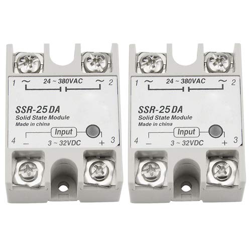XINGYHENG 2Pcs SSR-25DA Single-Phase DC Solid State Relay Module Load 24-380VAC Controlled Module Input 3-32V DC for Industrial Automation Process