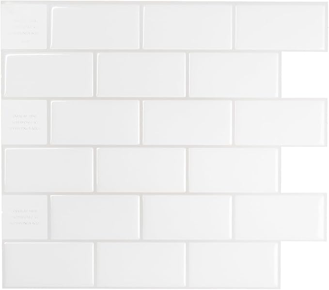 SMART TILES Peel and Stick Backsplash - 10 Sheets of 10.95" x 9.70" - 3D Adhesive Peel and Stick Tile Backsplash for Kitchen, Bathroom, Wall Tile, Norden