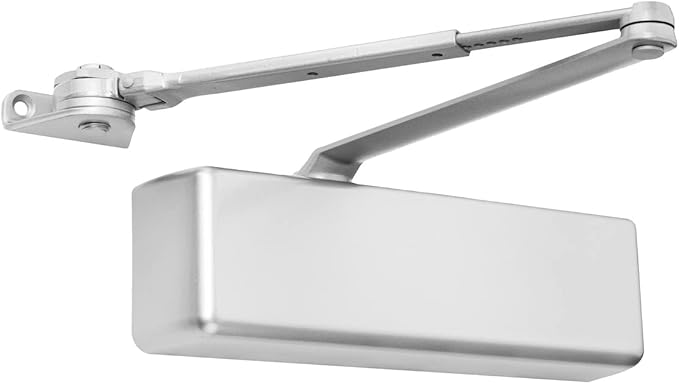 Dynasty Hardware Door Closer, Grade 1 Heavy Duty Commercial Hydraulic Closer & Hold Open Arm, Self-Closing, Adjustable Spring Size 1-6, ADA Compliant, Surface Mount, Sprayed Aluminum, Series 4401