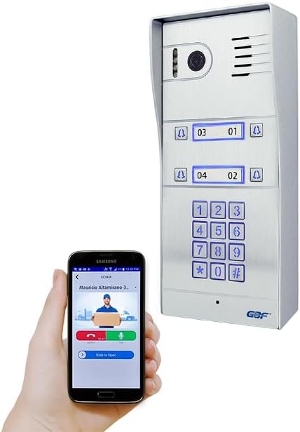 GBF Smart Full IP Video Door Station/Smart Video Intercom System for 4 Unit Apartment (GBF-PL963PM4U-POE)- 1080P Camera, Built in POE, Control Two Locks remotely, Smart Keypad