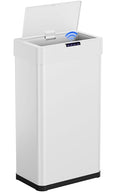 Arlopu Automatic Trash Can,Sensor Motion Stainless Steel Garbage Bin, Touchless Smart Waste Bin, W/Stay-Open, Soft Close Lid, Display Light for Kithchen, Living Room, Office (White, 18.5gal)