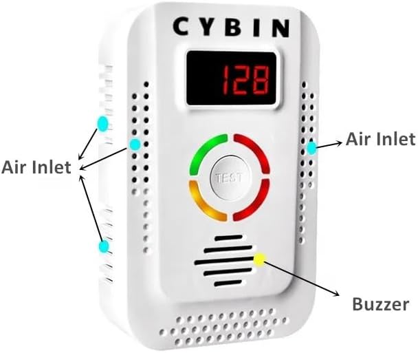 CYBIN Natural Gas Leak Detector for Home, Battery Operated Propane Gas Detector with Solenoid Valve 1/2 inch, Automatic Gas Detector for LPG Methane Propane Butane in Kitchen and RV