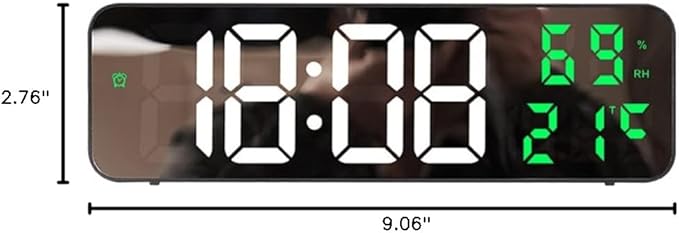 Gigicloud LED Wall Clock - 3 Level Dimmer Brightness Digital Clock With Temperature, Humidity, and Alarm for Bedroom, Office