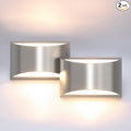 Aipsun Nickel Modern LED Wall Sconce Hardwired Indoor Wall Lights Set of 2 Up and Down Wall Mount Light for Living Room Bedroom Hallway Corridor Conservatory Warm White 3000K(with G9 Bulbs)