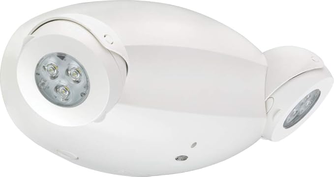 Lithonia Lighting Quantum LED Emergency Fixture with Dual Adjustable Heads, Wall or Ceiling Mount, UVOLT, White Housing