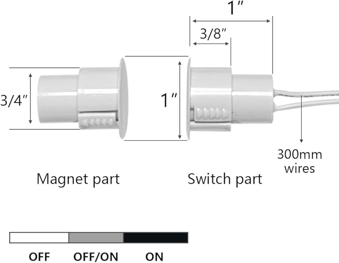 5 Sets Flush Mounted 3/4" Door Magnetic Contacts Alarm Switch Sensor NC Type (White)
