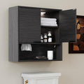 Wall Mounted Bathroom Cabinet with Motion Sensor LED Light & Tissue Dispenser, Modern Black Medicine Cabinet Over Toilet with Fluted Door, Adjustable Shelf for Skincare & Makeup Storage