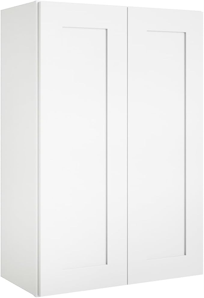 Wall Kitchen Cabinets, RTA Cabinets, White Shaker Cabinet, Wall Mounted, RTA Upper Cabinet, Modern for Kitchen and Bathroom with Door (White, 24" W x 42" H x 12" D)