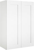 Wall Kitchen Cabinets, RTA Cabinets, White Shaker Cabinet, Wall Mounted, RTA Upper Cabinet, Modern for Kitchen and Bathroom with Door (White, 24" W x 42" H x 12" D)