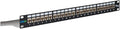 ICC 24-Port CAT6A Keystone Shielded 1U Patch Panel with CAT6A Shielded Keystone Jacks, 19” Rackmount Housing and Cable Support Bar, Protects Against EMI, UL Listed PoE++ Compliant, ICMPP246AS