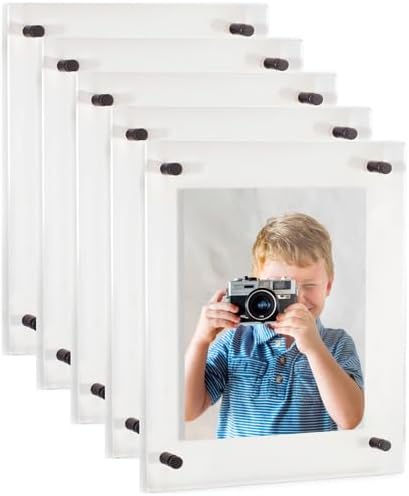 ArtToFrames 15x30 Inch Double Panel Floating Acrylic Picture Frame (Full Frame is 19x34) comes with Black Standoff Hardware, Made in the USA, 5 Pack