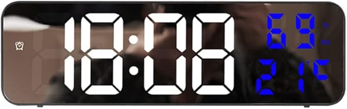 Gigicloud Led Wall Clock, 3 Level Dimmer Brightness Wall Digital Clock Wall-Mounted Time Temperature Humidity Led Clock Electronic Alarm Clock for Bedroom, Office