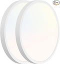hykolity 2 Pack 9 Inch Selectable CCT LED Round Flat Panel Light, 18W 1800LM 3000K/4000K/5000K, Edge-Lit Flush Mount Ceiling Light Fixture for Kitchen, Bedroom, Laundry and Closet Room，White