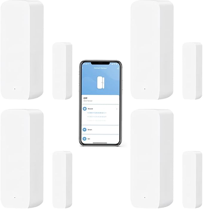 IHSENO WiFi Door Window Sensor,Smart Door Open/Closed Detector with App Alert,Wireless Entry Detector Sensor Alarm for Home Security&Automation (4Pack)