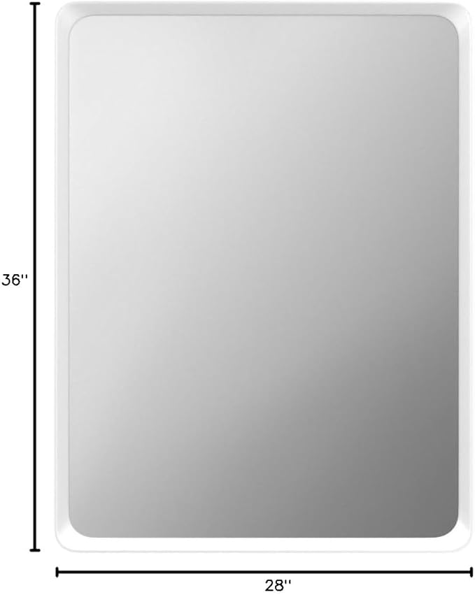 28x36 Brushed Silver Mirror for Bathroom, Nickel Silver Metal Framed Vanity Mirror with Beveled Border, Round Corner, Shatterproof, Anti-Rust (Horizontal/Vertical)