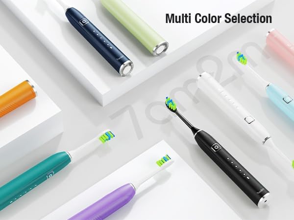 7AM2M Ultrasonic Electric Toothbrush with 6 Brush Heads for Adults&Kids, Type C Charging, One Charge for 120 Days, 5 Modes&40000VPM Powered Toothbrush, 2 Minutes Built in Smart Timer (Peacock Green)