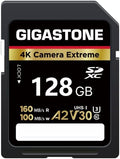 【5-Years Data Recovery】 GIGASTONE 128GB SD Card, 4K Camera Extreme, UHS-I A2 by Gigastone