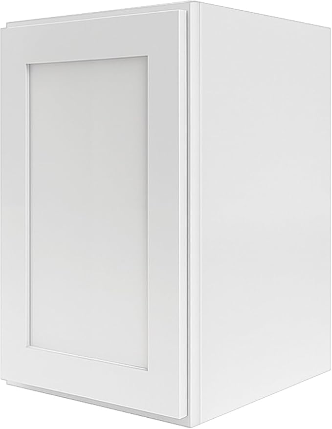 Wall Kitchen Cabinets, RTA Cabinets, White Shaker Cabinet, Wall Mounted, RTA Upper Cabinet, Modern for Kitchen and Bathroom with Door, 15" W x 30" H x 12" D