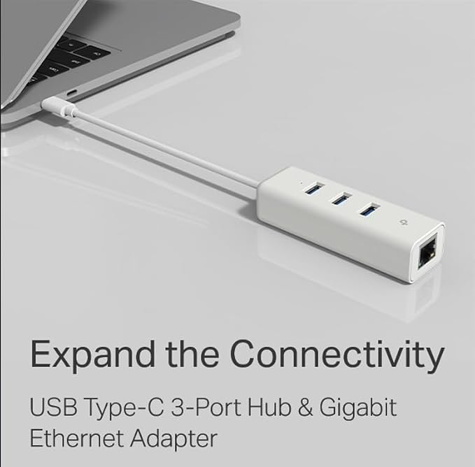 TP-Link UE330C USB-C 3.0 to Ethernet Adapter | Portable 3-Port USB-A 3.0 Hub w/ - Image 7