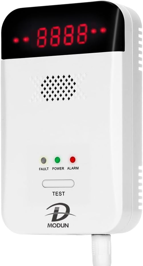 MODUN D Gas Detector for Home, Natural Gas|LPG|Coal Gas Leak Detector Alarm, Methane Propane Detector Butane Combustible Gas Alarm for Kitchen Garage RV, Plug-in Sensor Gas Monitor with LED Display
